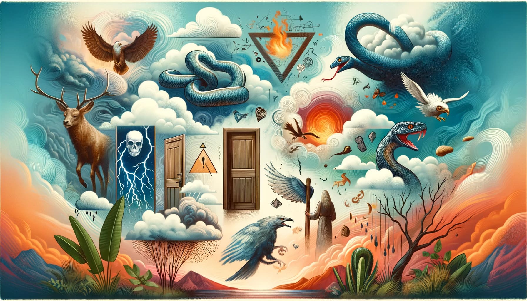 Collage of symbolic elements in dreams